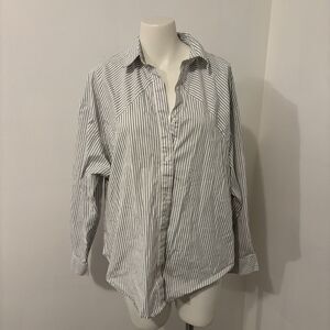 Express Size Large Boyfriend Portofino Pinstripe Boxy Fit Button Down Shirt